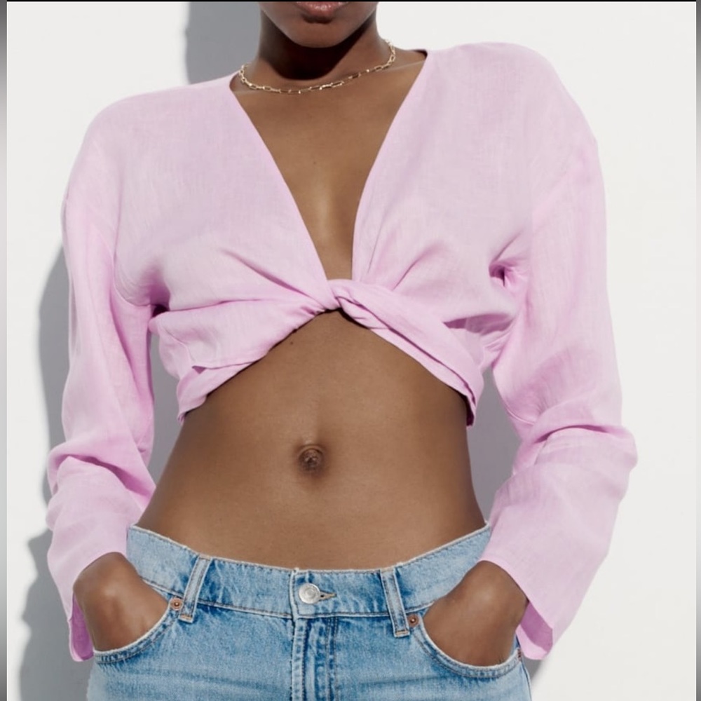 ZARA Linen Shirt | Pink | Size S